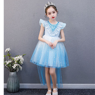 Ready Stock ️Frozen Princess Dress Fever Elsa Costume Girl Kids Party Cosplay ชุดเจ้าหญิงแช่แข็ง Elsa ชุดสำหรับเด็ก