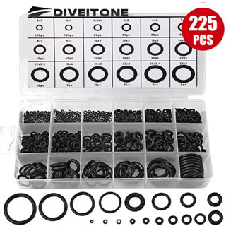 DIVEITONE 225PCS ยาง O แหวนต้านทานน้ำมัน O-Ring เครื่องซักผ้าปะเก็นซีล Watertightness Assortment ขนาดต่างๆพร้อมกล่องพลาสติกชุด