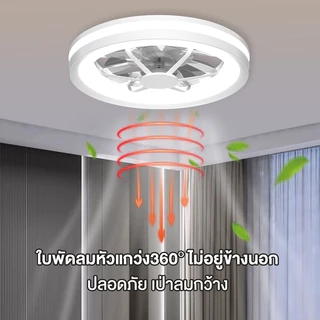 โคมไฟเพดาน LED พัดลมโคมไฟ หลอดไฟพัดลม หรี่แสงได้ พร้อมรีโมตคอนโทรล 3สี ค์บ้านตกแต่งแสง