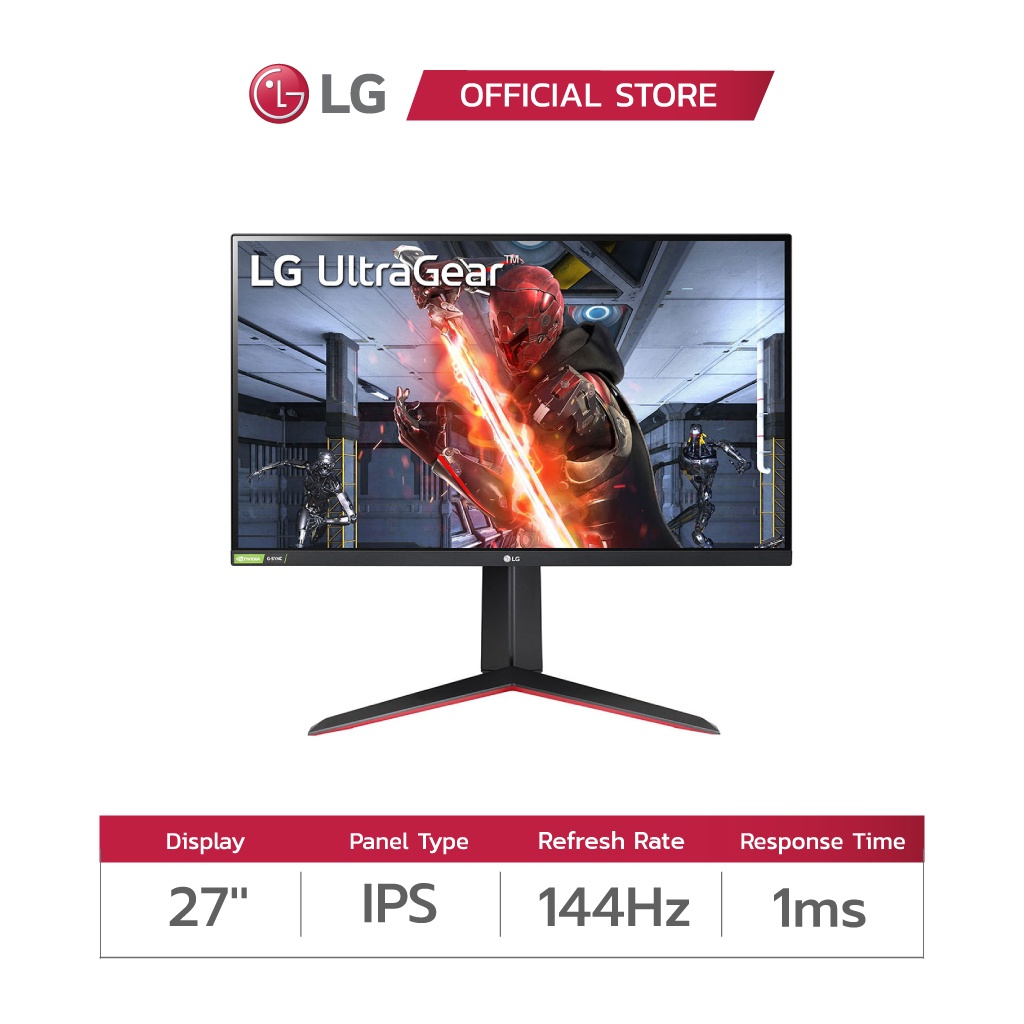 LG UltraGear Gaming Monitor 27GN650-B | 27" FHD | IPS | 1ms | 144Hz | NVIDIA® G-SYNC® Compatible (จอ