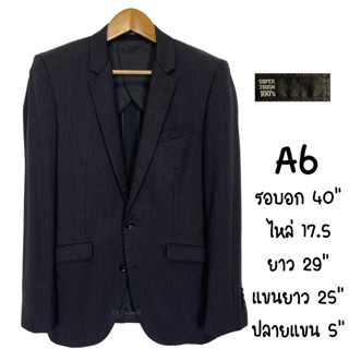 สูท Suit Select สีเทาดำ ไซส์ A6 (ผ้าวูลแท้ Super 100s)