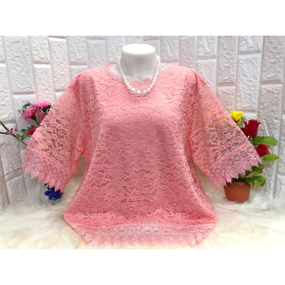 เสื้อลูกไม้ผ้าลื่น ไซส์ใหญ่ ทรงเรียบ รอบอก46-52 นิ้ว