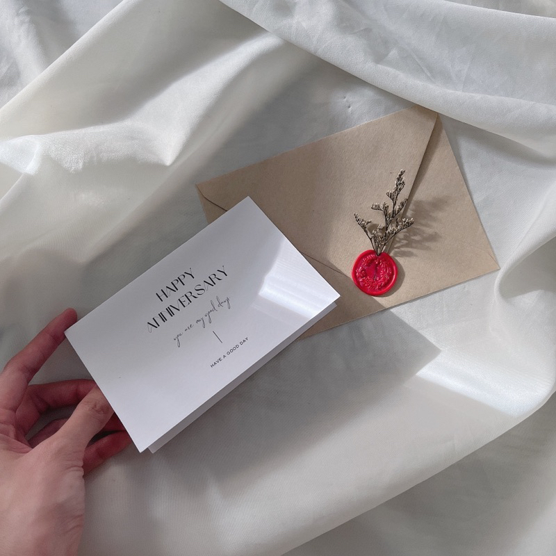 •𝒟𝒶𝓃𝑔𝑜•การ์ดอวยพรพร้อมซองจดหมายประทับครั่งดอกไม้แห้ง มินิมอล ปัจฉิม วันเกิด วันครบรอบ วันแต่งงาน