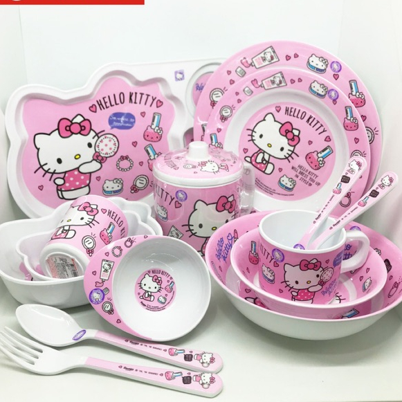 คิตตี้ บิวตี้ จานชามเมลามีน แก้วน้ำ ช้อนส้อม ลายการ์ตูน Sanrio Kitty  ศรีไทยซุปเปอร์แวร์ Superware [ ขายเป็นชิ้น ]