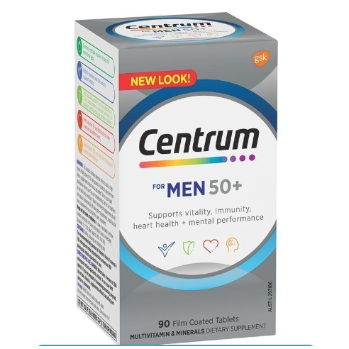 exp:02.2026 วิตามินรวมสำหรับผู้ชายวัย 50 ปีขึ้นไป Centrum For Men 50+ 90 Tablets ฉลากออสเตรเลีย AUST L 293186