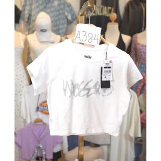 NEW เสื้อครอปปักเพชร สไตล์ฝอ แบรนด์ mossimo สี off white 2XL 42” เสื้อผ้าสาวอวบ