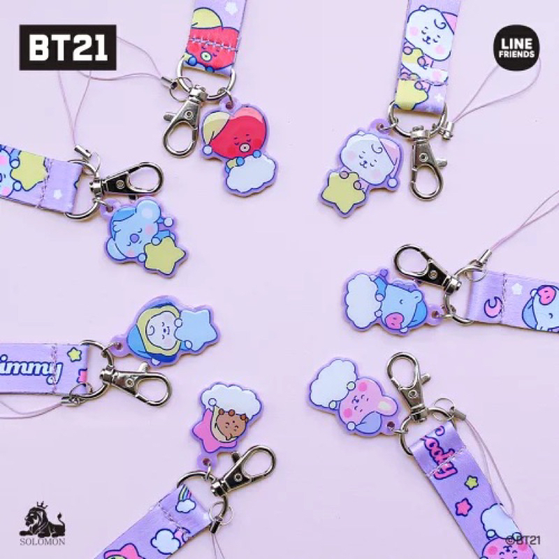 BT21 neck strap สายคล้องยาวสีม่วง สำหรับคล้องบัตรพนักงาน