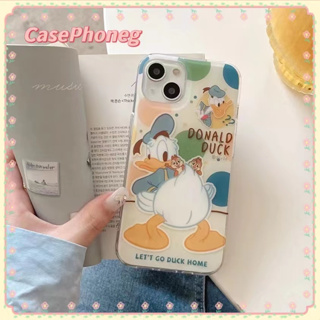 🍑CasePhoneg🍑จัดส่งภายใน24ชม ขอบเต็ม iPhone 11 14 pro max การ์ตูน Donald Duck เส้นขอบโปร่งใส น่ารัก case for iPhone 12 13