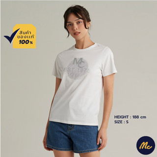 Mc JEANS เสื้อยืดแขนสั้นผู้หญิง สีขาว MTTZ633