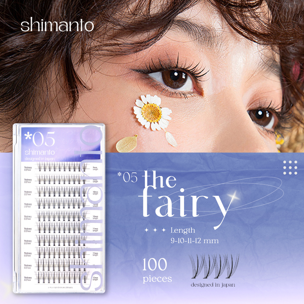 Shimanto ขนตาปลอม รุ่น The Fairy  แบบบาง เป็นธรรมชาติ ใช้ซ้ำได้ เบาบางใส่สบาย ใส่ได้ทั้งวัน บรรจุ 100 ชิ้น