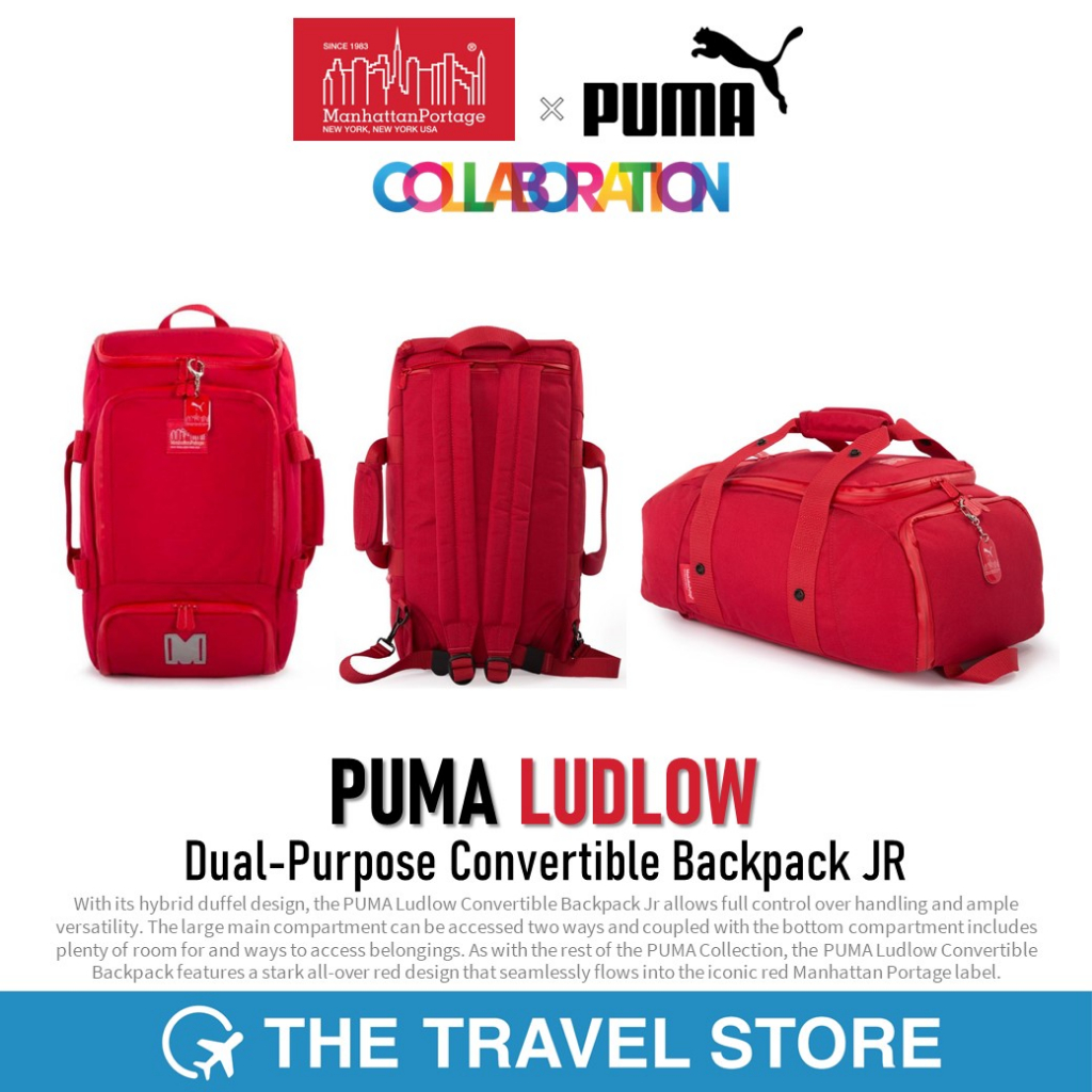 MANHATTAN PORTAGE x PUMA Ludlow Convertible Backpack JR | 2125-RED กระเป๋าเป้