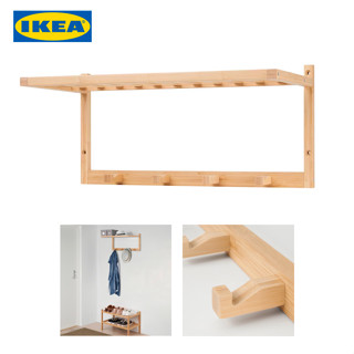 IKEA ชั้นไม้ติดผนังมินิมอล VASSKÄR วาสควาร์ ชั้นแขวนหมวกและเสื้อโค้ต, ไม้ไผ่, 60 ซม.