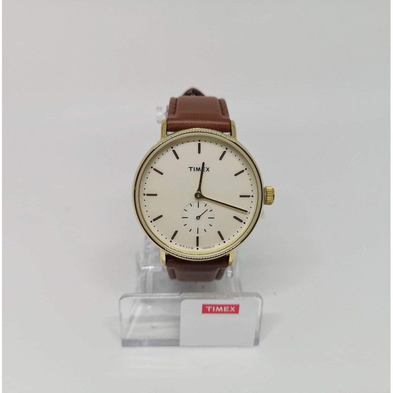 นาฬิกาTimex Fairfield Quartz Cream Dial Brown Leather Men's Watch TW2R37900