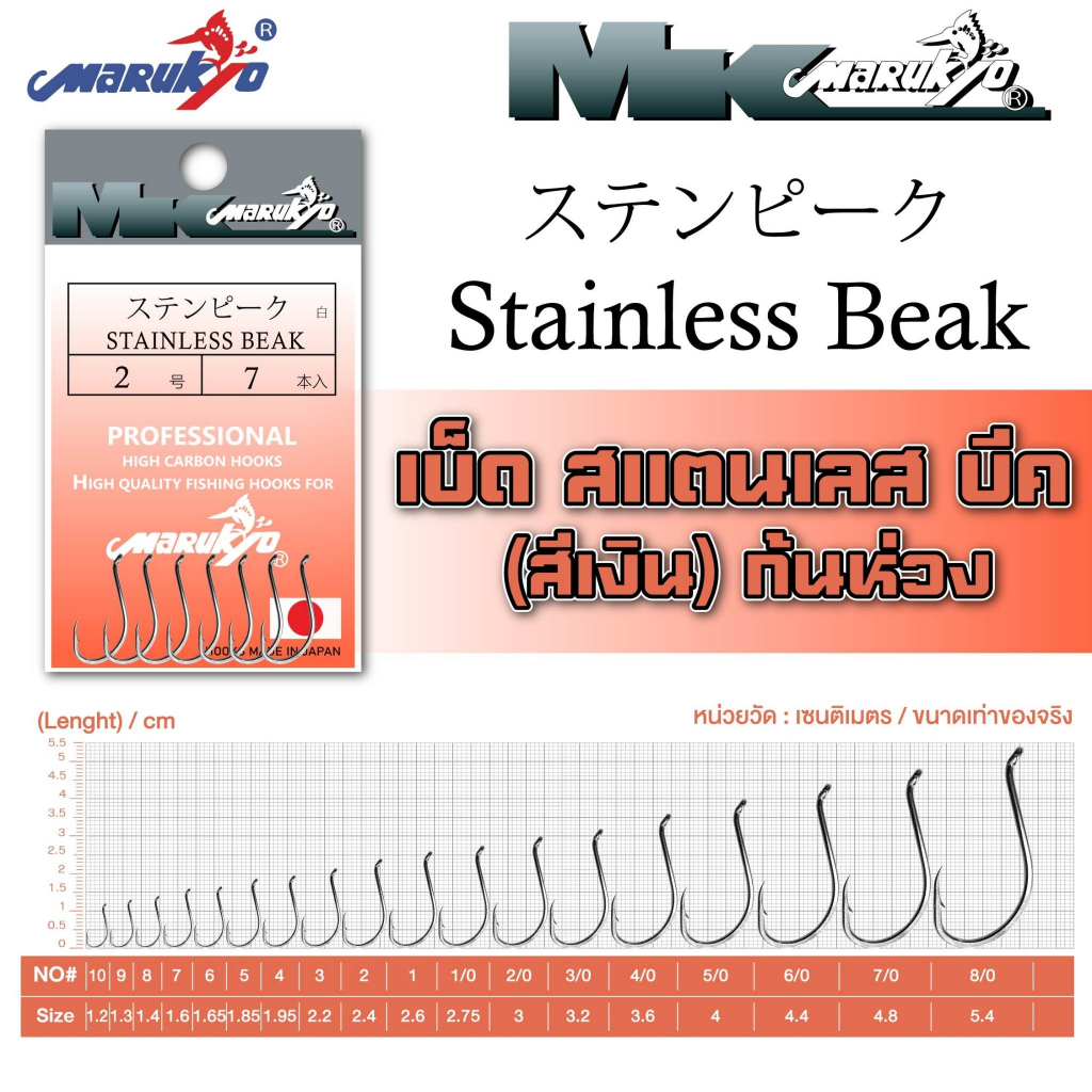 เบ็ดมารูเกียว ก้นห่วง STAINLESS BEAK MK HOOK # STAINLESS BEAK – โปรปัง