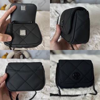 🎀 (สด-ผ่อน) กระเป๋า 5 นิ้ว สีดำ  141069 141070 Tory Burch Willa Mirco Flap Crossbody BLACK