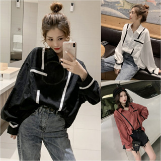 MU7735 เสื้อเชิ้ตแขนยาวผู้หญิงดีเทลสวยๆ free size มีกระดุมหน้าใส่ทํางานลำลอง มี3สี