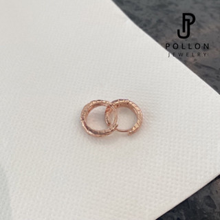 POLLON ต่างหูสำหรับผิวแพ้ง่าย ต่างหูห่วง วงเล็ก สีrose gold เงิน 94.8%