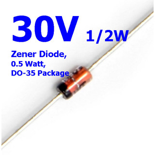 (20ชิ้น)30V 1/2W Zener Diode, 0.5 Watt, DO-35 Package