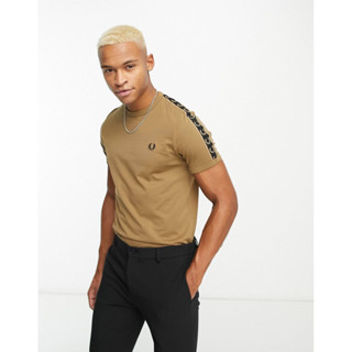 Fred Perry Contrast Taped Ringer T-Shirt in Tan￼