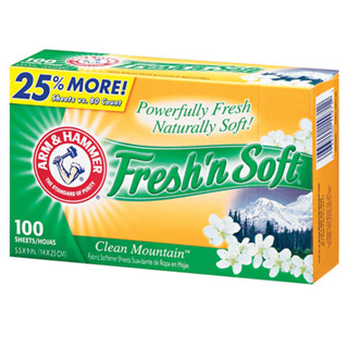 Arm &amp; Hammer Fresh n Soft Fabric Softener Sheets Clean Mountain 100 Sheets แผ่นอบผ้านุ่ม