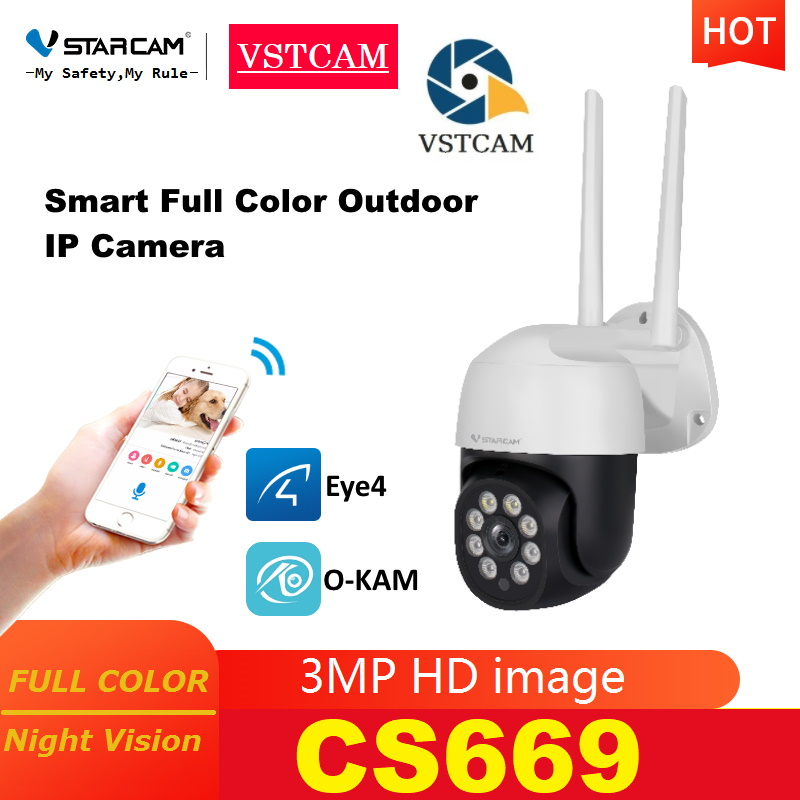 Vstarcam CS669 ความละเอียด 3 ล้านพิกเซล กล้องวงจรปิดไร้สาย กล้องนอกบ้านOutdoor ภาพสี มีAI+ คนตรวจจับ
