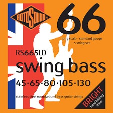 สายกีต้าร์เบส Rotosound 5 สาย ขนาด 45/130  Swing Bass Stainless Roundwound รุ่น RS665LD (Made in England)