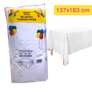 TeleCorsa พลาสติกคลุมโต๊ะ สีขาว รุ่น heavy-duty-plastic-tablecover-boss-00a