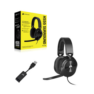 CORSAIR ( หูฟังเกมมิ่งแบบมีสาย ) GAMING HEADSET รุ่น HS55 SURROUND CARBON / WHITE WARRANTY 2Y