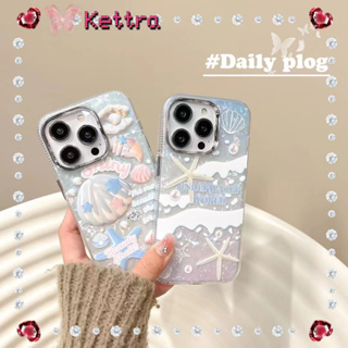 💜Kettra💜ป้องกันการหล่น ขอบเต็ม iPhone 11 14 pro max เส้นขอบโปร่งใส เปลือก สไตล์ฤดูร้อน รุ่นคู่ case for iPhone 12 13