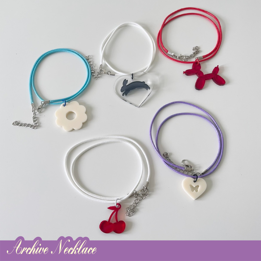 Archive acrylic necklace สร้อยคอ y2k เชือกเทียน จี้อะคริลิค