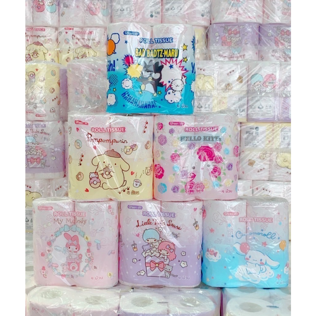 ใหม่ ทิชชู่ ทิชชู่ม้วน กระดาษ พิมพ์ลายดอกกุหลาบสีชมพู กรีนแอร์ 1 หิ้ว มี 4 ม้วน Roseshop9