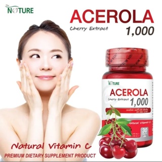 วิตามินซี อะเซโรล่า เชอร์รี่ สกัด 1000 มก. Acerola  Cherry Extract 1000 mg. The Nature Vitamin C 30 TABLETS.