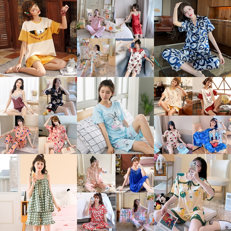 ราคาถูก 🔥🔥 ลด70-80 % ชุดนอนมือหนึ่ง ตำหนินิดหน่อย ซักออกได้ แขนสั้นขาสั้น เสื้อผ้าแฟชั่น