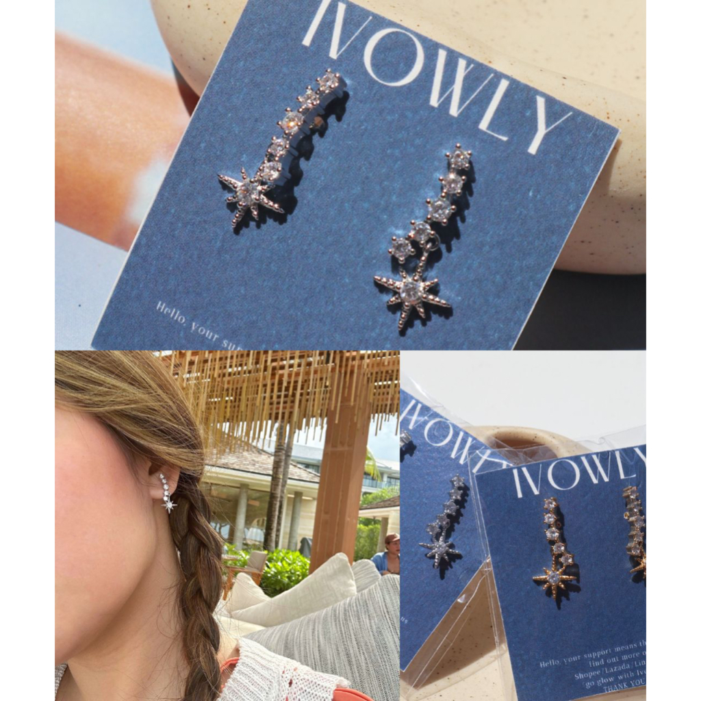 ivowly-Star drop ต่างหูพลอย