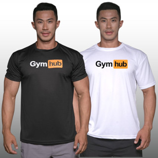 GYM HUB เสื้อยืดแขนสั้นผู้ชาย Men’s Gym Workout Bodybuilding Muscle T-Shirt