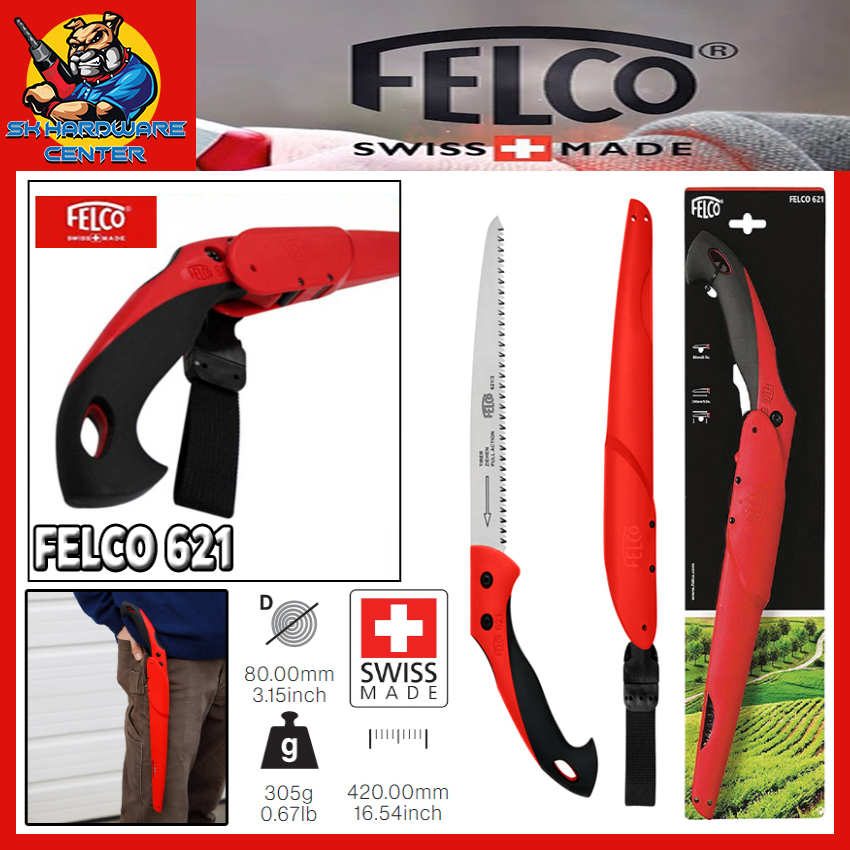 เลื่อยตัดไม้ พกพา แบบใบตรง ขนาดใบยาว 24เซนติเมตร ตัดไม้หนาได้ถึง 3.2นื้ว FELCO รุ่น FELCO 621 (MADE IN SWISS)