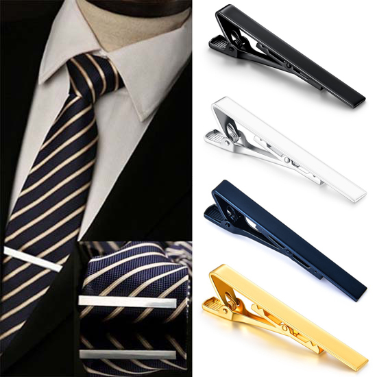 คลิปหนีบเนคไท แบบโลหะ Tie Clip Necktie Accessories Fashion Style Ties for Men Metal Tone Simple Bar Clasp Practical