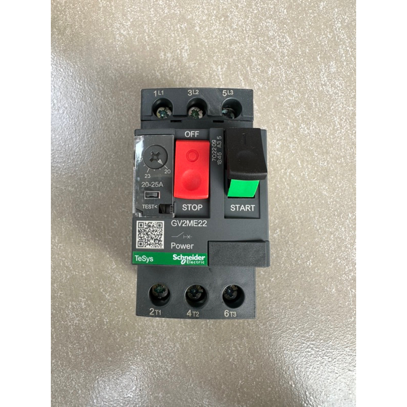 SCHNEIDER ELECTRIC  รุ่น GV2ME22 มอเตอร์เบรกเกอร์ แบบปุ่มกด, 3 เฟส, 20 - 25A, 15kA