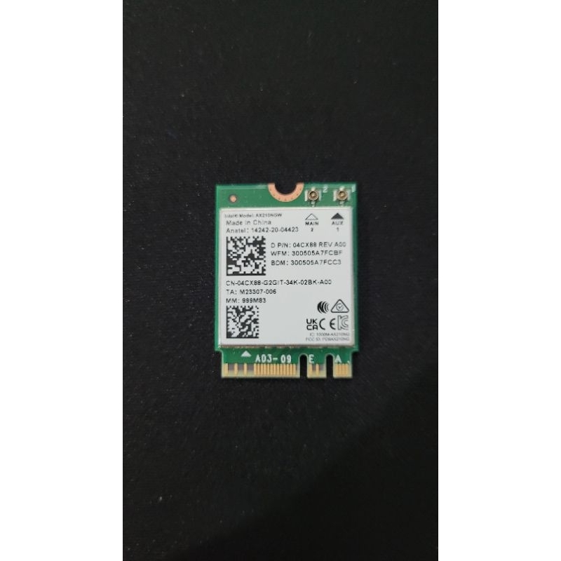 การ์ด intel AX210 M.2 WiFi 6E + Bluetooth 5.3
