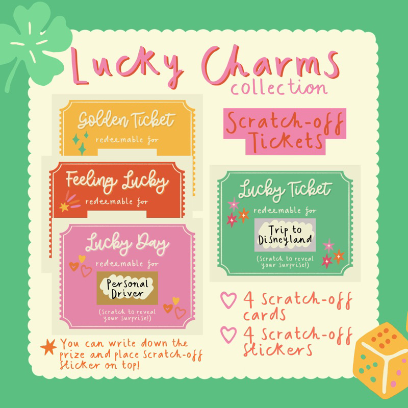 heartmepeach ♡ LUCKY CHARMS SCRATCH-OFF TICKETS ♡