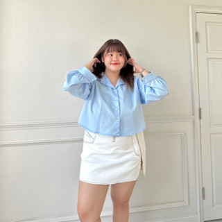 POLA crop shirts plus size เสื้อเชิ้ตคนอ้วน สาวอวบน่ารักมาก ครอปเชิ้ต