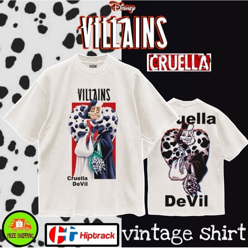 เสื้อDisney ลาย Cruella (Villains ) สีขาวเฟด ลิขสิทธิ์แท้ (TMA-007)