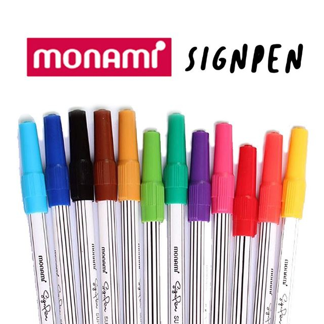 MONAMI (โมนามิ) ปากกาเมจิก ปากกาสีน้ำ รุ่น Sign Pen ซูเปอร์ไซน์เพน ขนาด 0.5 มม. มี 12 สี ( 1 ด้าม ) - รูปที่ 2