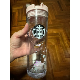 [แท้]แก้ว Starbucks รุ่นพิเศษ มีน้ำด้านข้างเมื่อเขย่า ดอกซากุระลอย floating Confetti