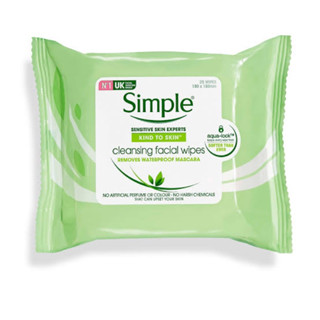 ซิมเพิล ไคนด์ ทู สกิน คลีนซิ่ง เฟเชียล ไวปส์ 25 แผ่น / Simple Cleansing Facial Wipes 25pcs