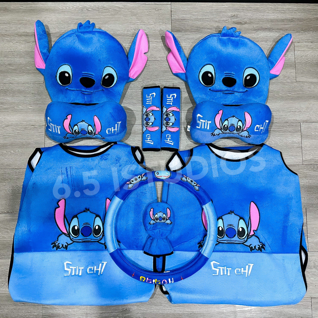 ️ ชุดหุ้มเบาะรถยนต์ Stitch ( ลายใหม่ล่าสุด ) ️ ผ้าปักลาย หนานุ่ม