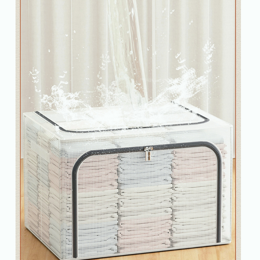กล่องเก็บของ110L โปร่งใส กล่องเก็บเสื้อผ้า กล่องเก็บผ้าห่ม กล่องผ้าพับได้ กันน้ำ วัสดุพีวีซี พื้นที่เก็บข้อมูลขนาดใหญ่
