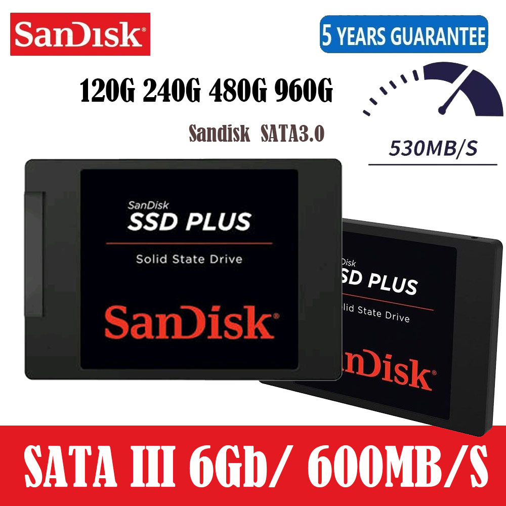 "[ท้องถิ่นไทย]Sandisk SSD Plus Hard Disk SATA III 2.5"" 120GB/240GB/480GB/1TB ฮาร์ดดิสก์ Internal So