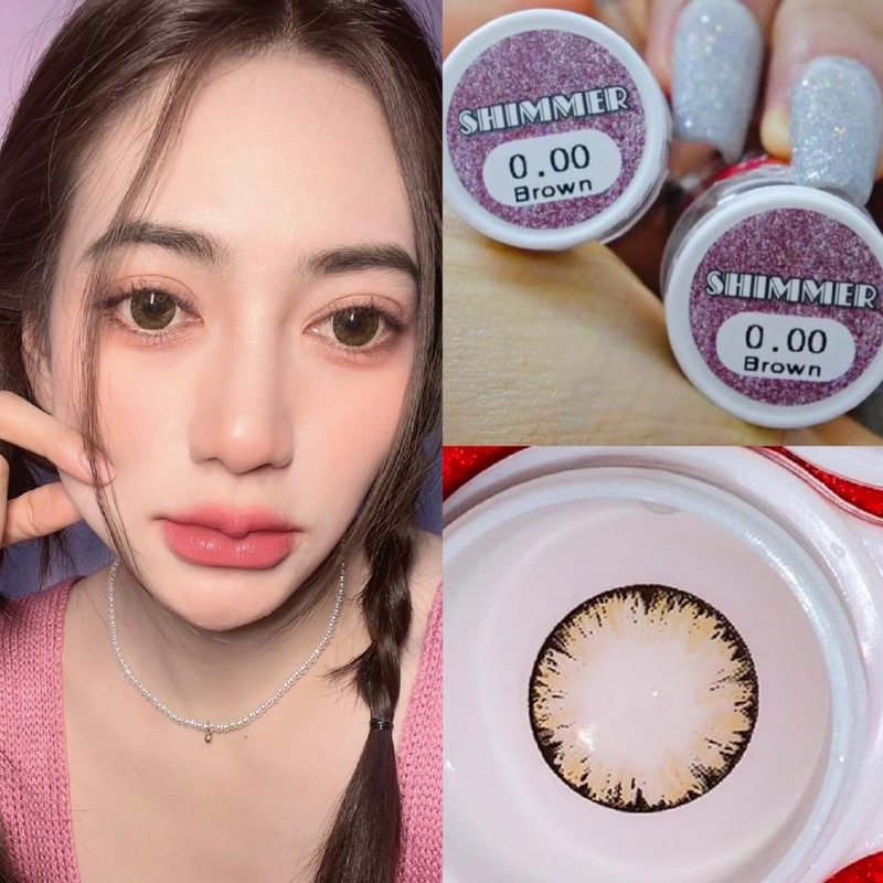 Lovely ลาย Shimmer Gray Brown Black บิ๊กอาย สุดปัง คอนแทคเลนส์ รายเดือน มีอย แถมตลับฟรี เลนส์นิ่ม สว