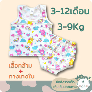 ชุดกล้ามเต่าเด็กเล็ก (เสื้อกล้าม+กางเกงใน)👶ไซส์1T👶3-12 เดือน(3-9Kg.)🍄 ผ้ายืดคอตตอน100%🌷 เนื้อนุ่ม ใส่สบาย น่ารักสุดๆ🍄